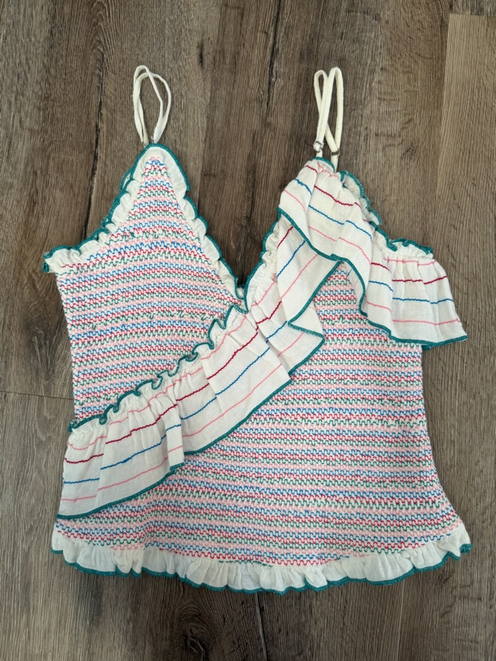 Striped Ruffle Knit Tank Top